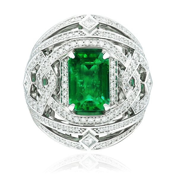 Кольцо с изумрудом 3.07 ct и бриллиантами