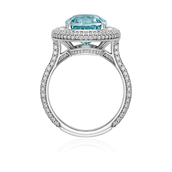 Кольцо из белого золота с бриллиантами и аквамарином 6.42 ct