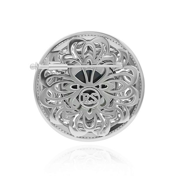 Брошь из белого золота с сапфиром 23.98 ct и бриллиантами