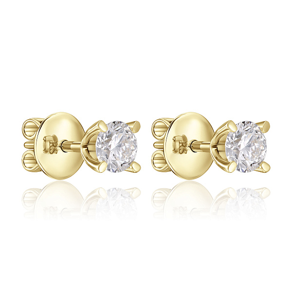 Пусеты из желтого золота с бриллиантами