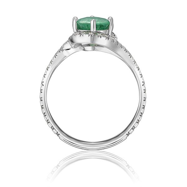 Кольцо из белого золота с турмалином параиба и бриллиантами