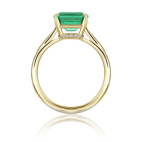 Кольцо из желтого золота с бриллиантами и изумрудом 1.96 ct