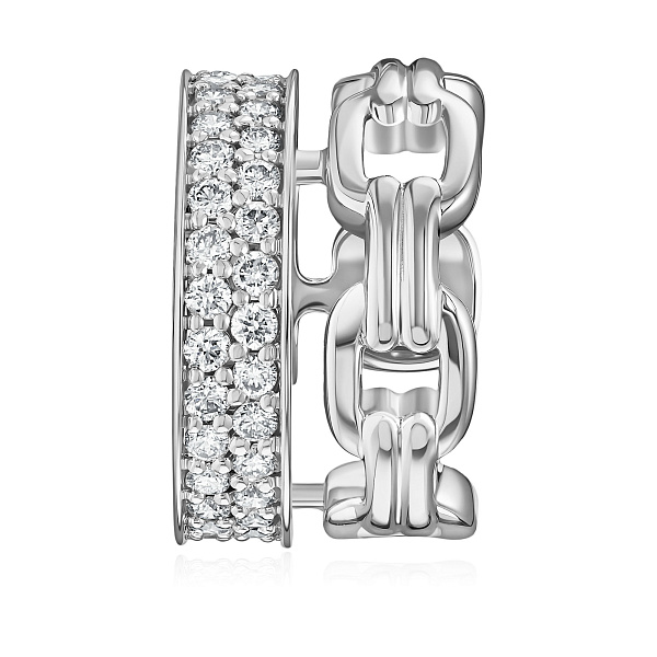 Серьга кафф из белого золота с бриллиантами