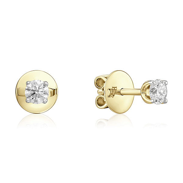 Пусеты из желтого золота с бриллиантами