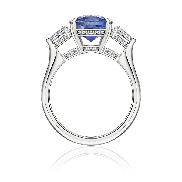 Кольцо из белого золота с бриллиантами и сапфиром 3.58 ct
