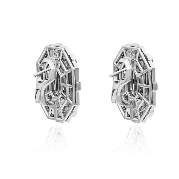 Серьги из белого золота с рубинами 9.4 ct и бриллиантами