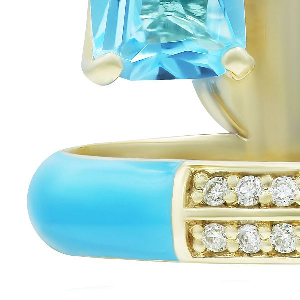 Кольцо из желтого золота с топазом и бриллиантами