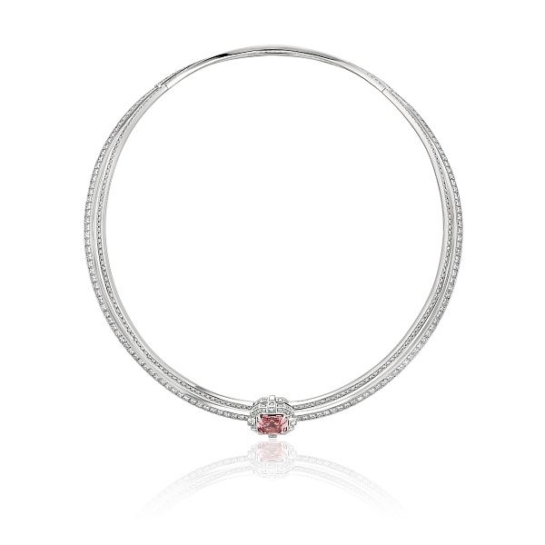 Колье из белого золота с морганитом 4.18 ct и бриллиантами