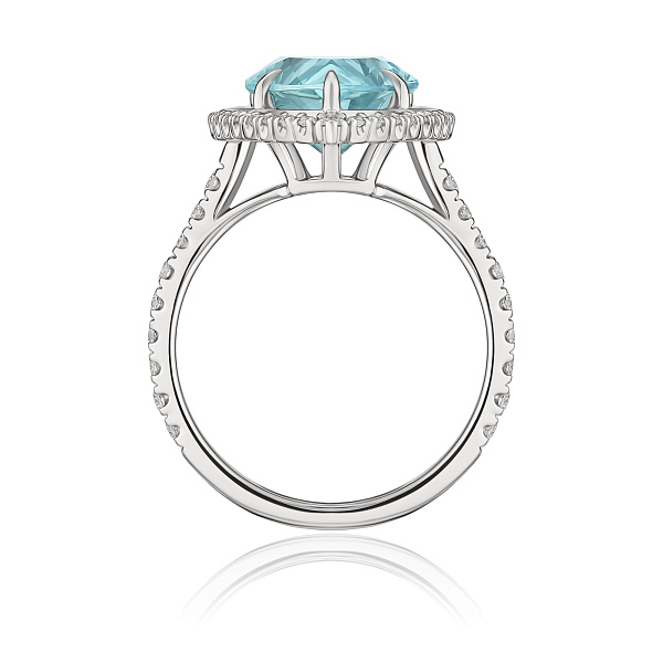 Кольцо из белого золота с бриллиантами и аквамарином 3.81 ct