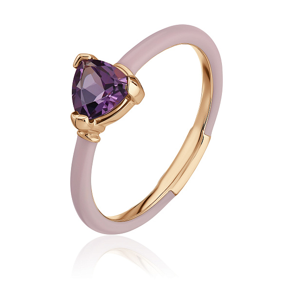 Кольцо из желтого золота с аметистом