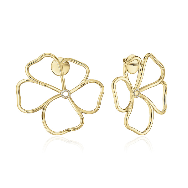 Пусеты из желтого золота с бриллиантами