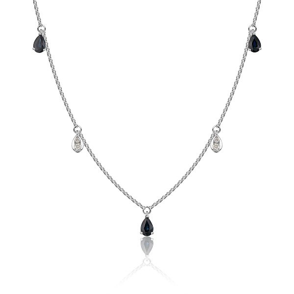 Колье из белого золота с сапфирами и бриллиантами