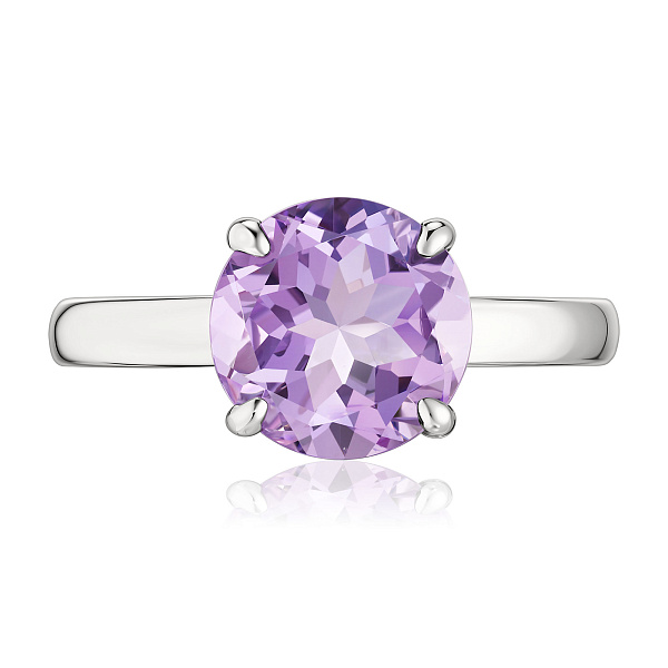 Кольцо из белого золота с аметистом и бриллиантами