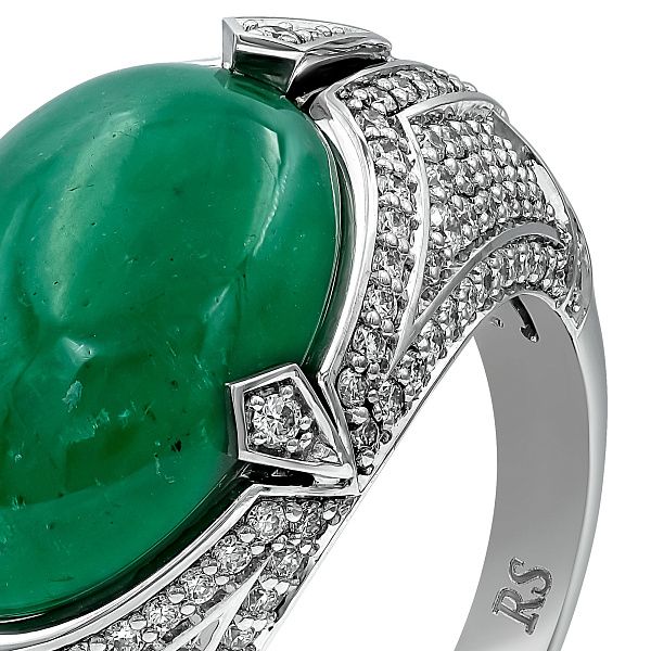 Кольцо из белого золота с изумрудом 11.51 ct и бриллиантами
