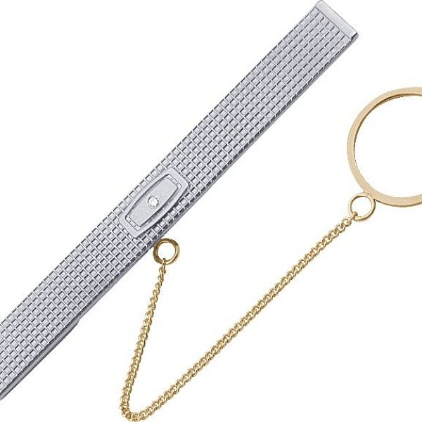 Зажим для галстука из белого золота с бриллиантом