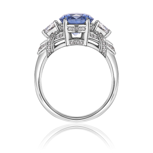 Кольцо из белого золота с бриллиантами и сапфиром 4.08 ct
