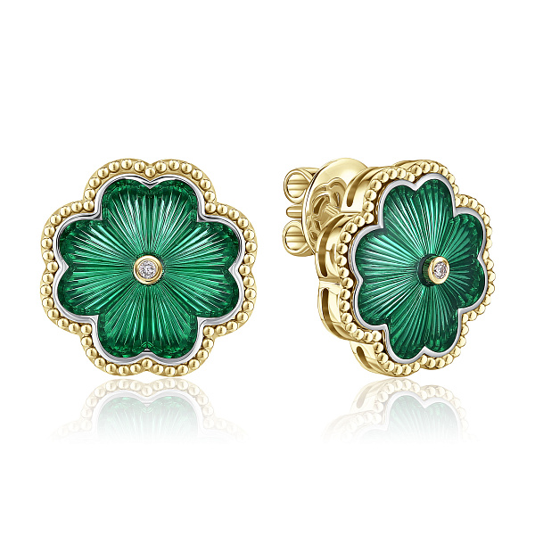 Пусеты из желтого золота с бриллиантами