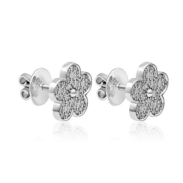 Пусеты из белого золота с бриллиантами