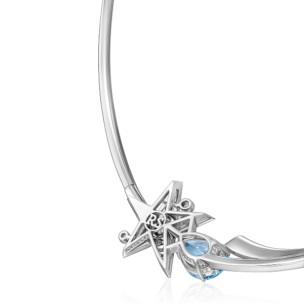 Колье из белого золота с аквамарином 7.19 ct и бриллиантами