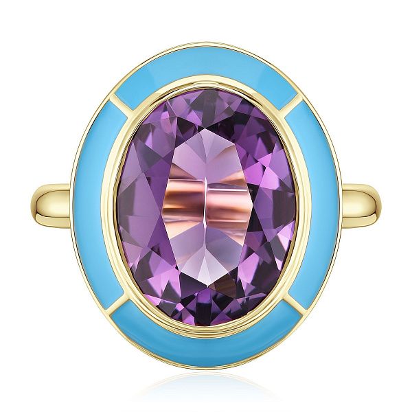 Кольцо из желтого золота с аметистом