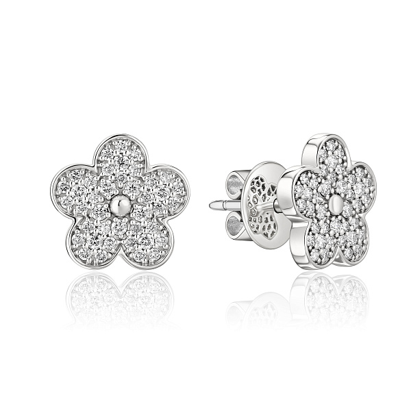 Пусеты из белого золота с бриллиантами