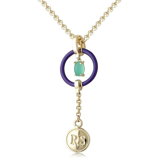 Колье из желтого золота с хризопразом и бриллиантом