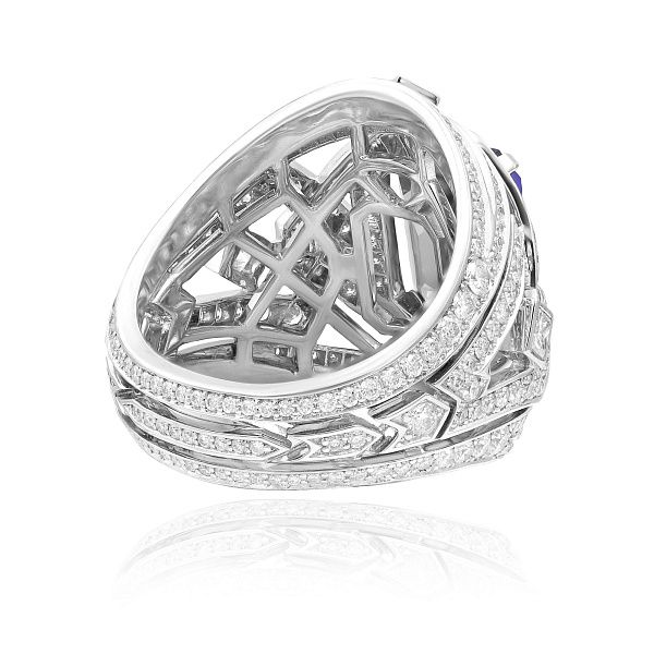Кольцо из белого золота с танзанитом 4.77 ct и бриллиантами