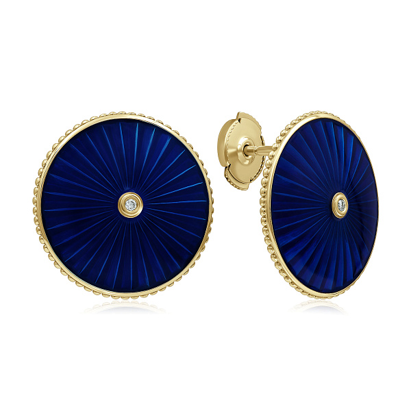 Пусеты из желтого золота с бриллиантами