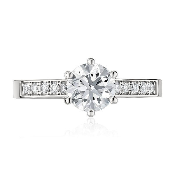 Кольцо из белого золота с бриллиантом 1 ct