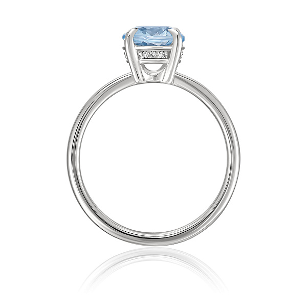 Кольцо из белого золота с топазом и бриллиантами