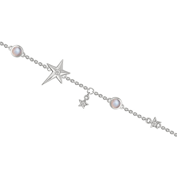 Браслет из белого золота с лунным камнем и бриллиантами