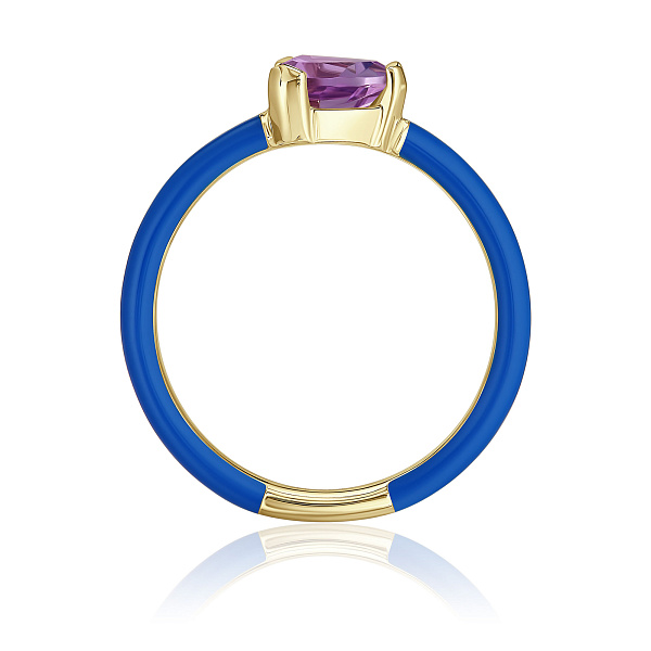 Кольцо из желтого золота с аметистом