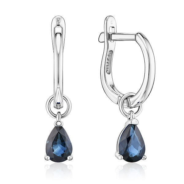 Серьги из белого золота с сапфирами