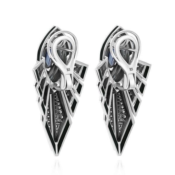 Серьги из белого золота с сапфирами 3.17 ct и бриллиантами