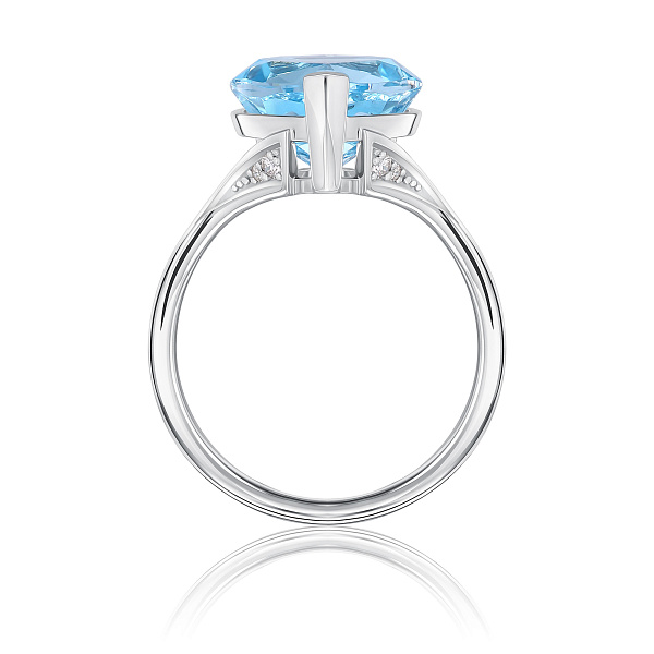 Кольцо из белого золота с топазом и бриллиантами