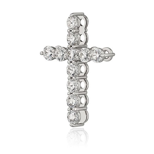 Крест из белого золота с бриллиантами