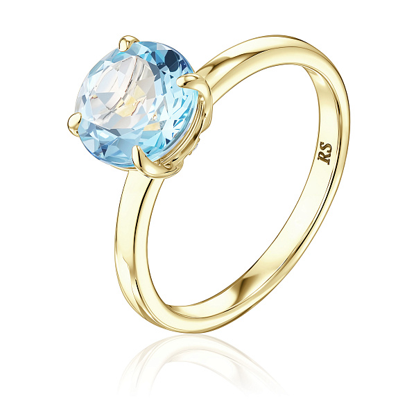 Кольцо из желтого золота с топазом и бриллиантом