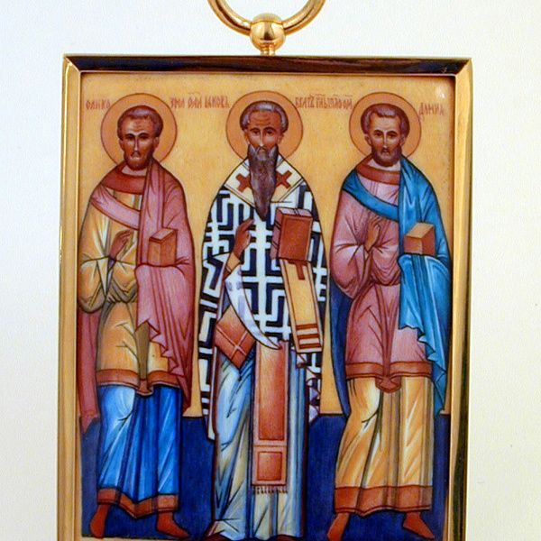 Икона «Избранные святые: Козьма, Иаков, брат Господень Дамиан» 