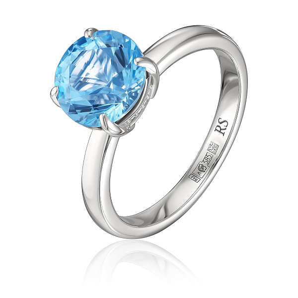 Кольцо из белого золота с топазом и бриллиантами