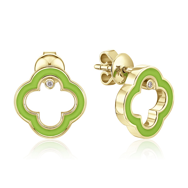 Пусеты из желтого золота с бриллиантами