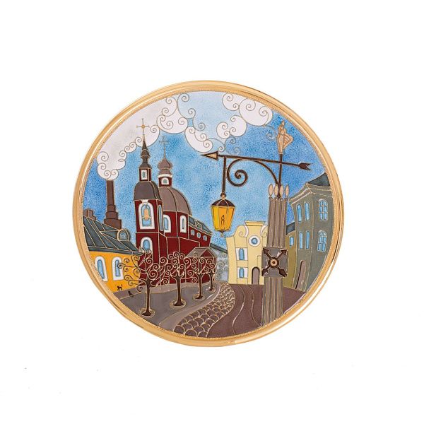 Тарелка декоративная «Пантелеимоновская церковь» из серебра