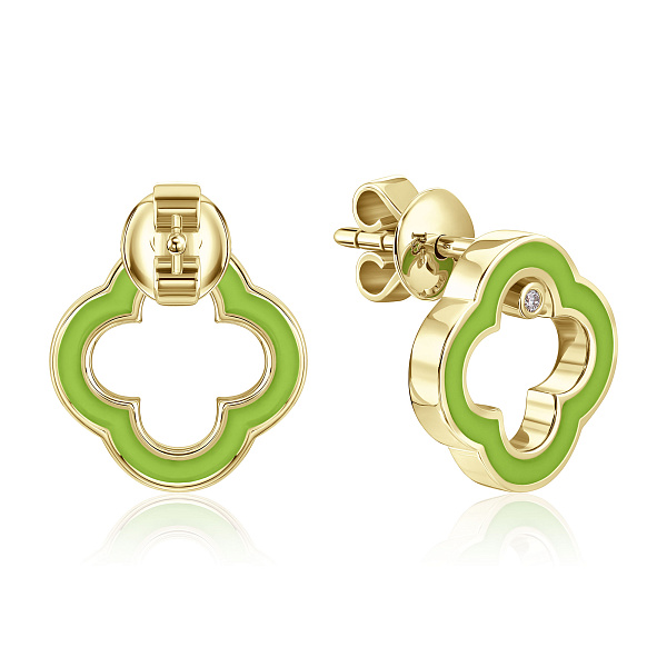 Пусеты из желтого золота с бриллиантами