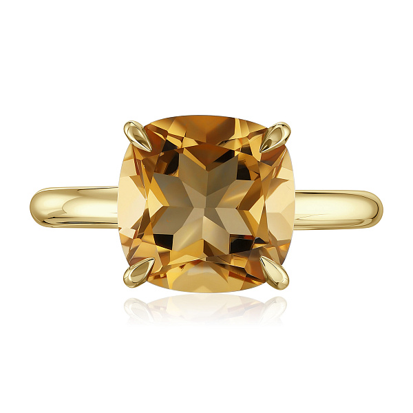 Кольцо из желтого золота с бриллиантом и цитрином