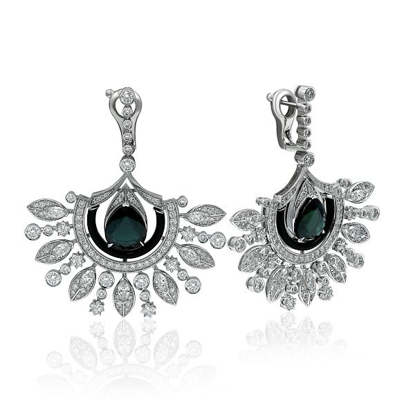 Серьги из белого золота с сапфирами 8.35 ct и бриллиантами