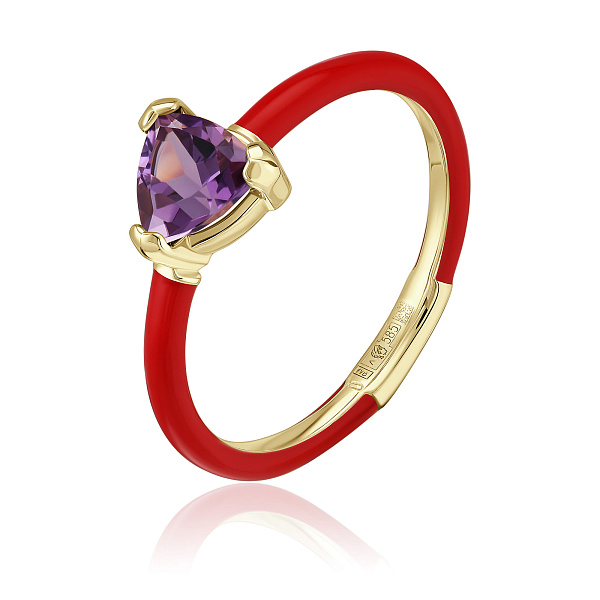 Кольцо из желтого золота с аметистом