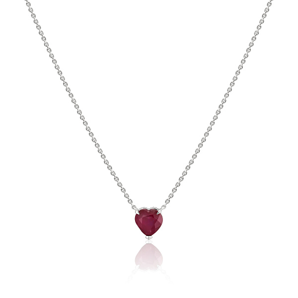 Колье «Сердце» из белого золота с рубином и бриллиантами