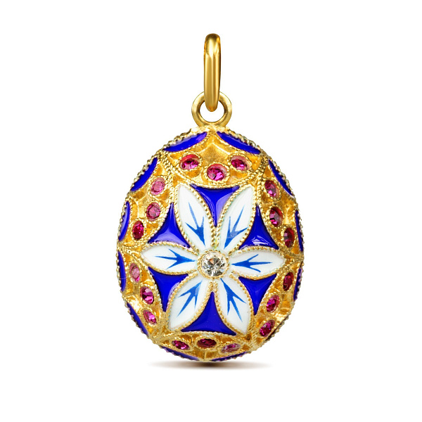 Подвеска яйцо из серебра с ювелирным стеклом