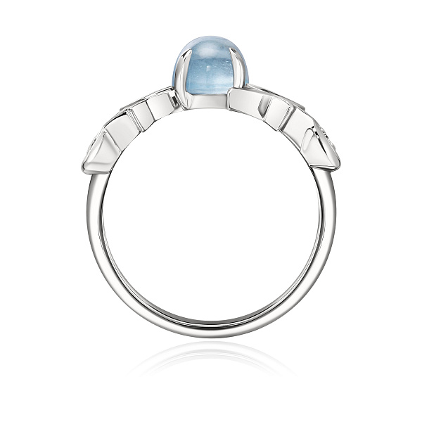 Кольцо из белого золота с аквамарином 1.74 ct и бриллиантами
