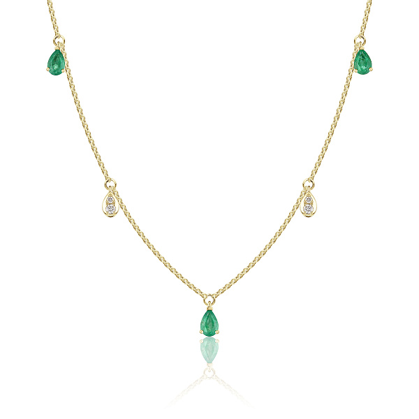 Колье из желтого золота с изумрудами и бриллиантами