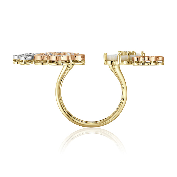 Кольцо из желтого золота с перламутром и бриллиантами